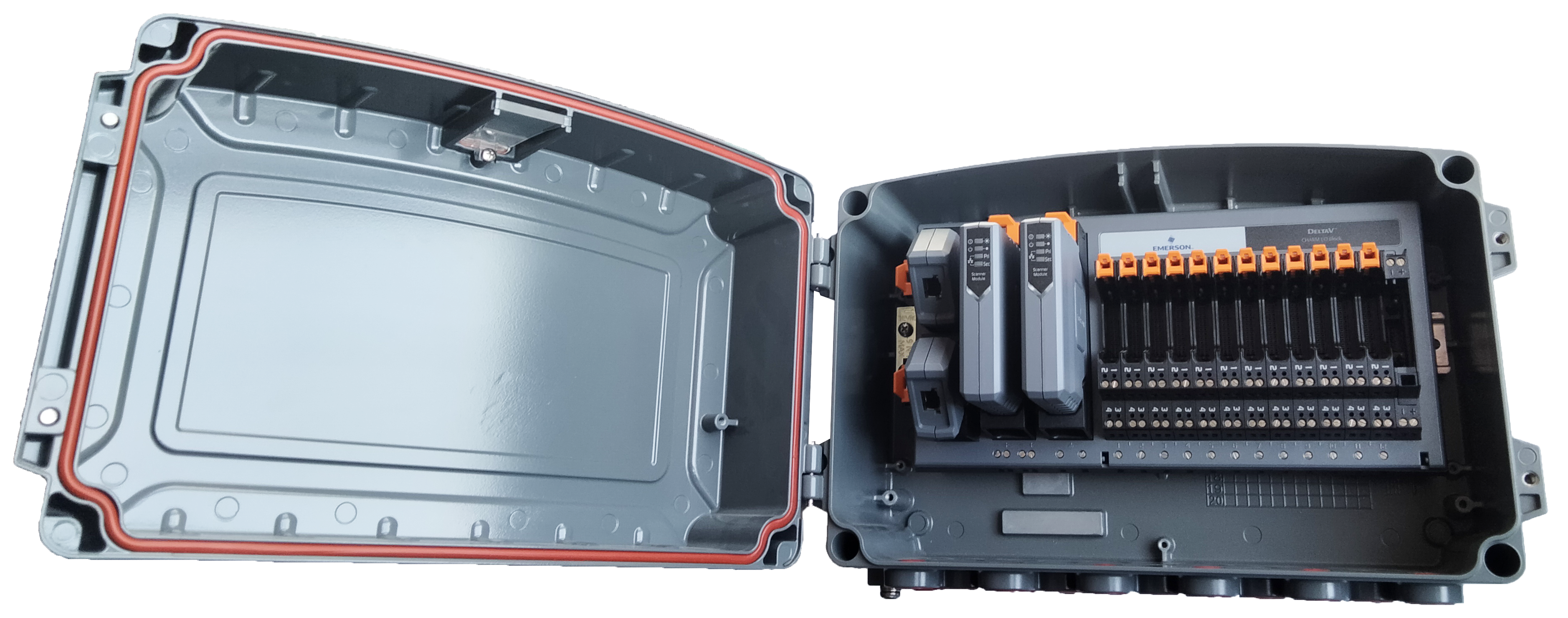 SE4701T02 12 CHARM I/O Junction Box with 1/2 inch - 14 NPT threads and Redundant CHARM I/O Block Assembly, DeltaV.