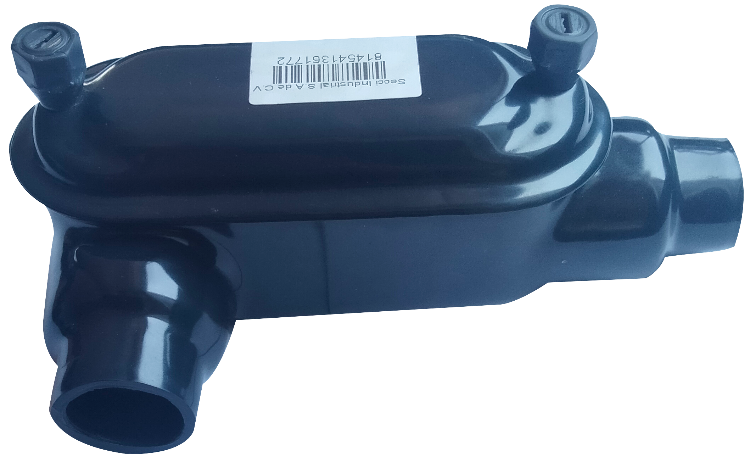 Condulet serie ovalada tipo LR para areas generales con pvc. 